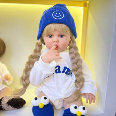 Полностью мягкая силиконовая кукла Reborn для маленьких девочек, 55 см, 22 дюйма, реалистичные длинные волосы, реалистичная принцесса, подарок на день рождения для малышей Bebe